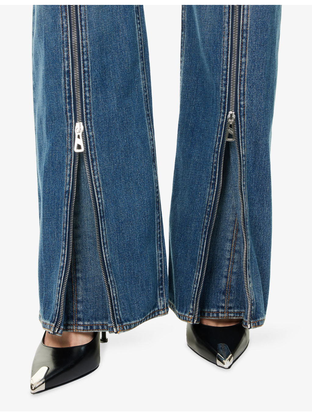 Zip Straight-Leg Denim Jeans - 6