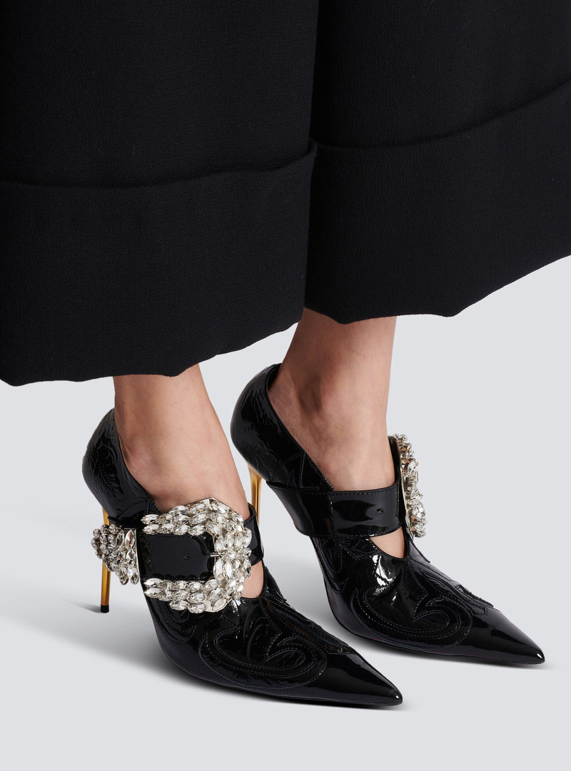 Clara Western patchwork patent leather pumps 8