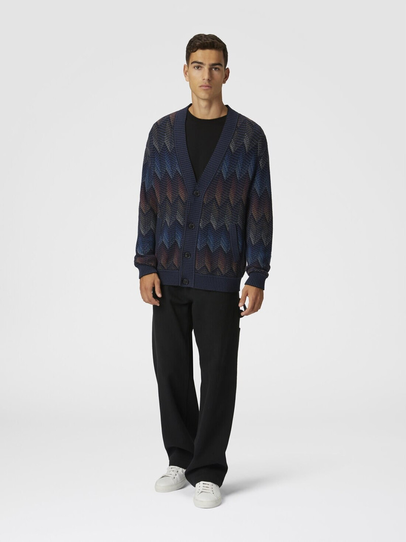 Missoni Gradient chevron cotton blend cardigan with pockets outlook