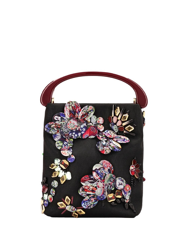 Micro bag with embroidery and resin handle 1