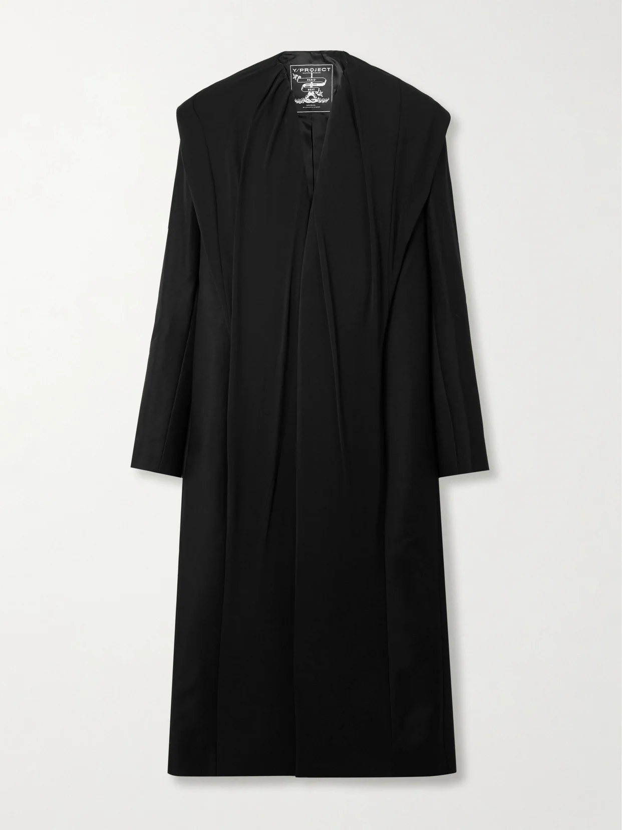 Hooded Draped Cotton Coat - 1