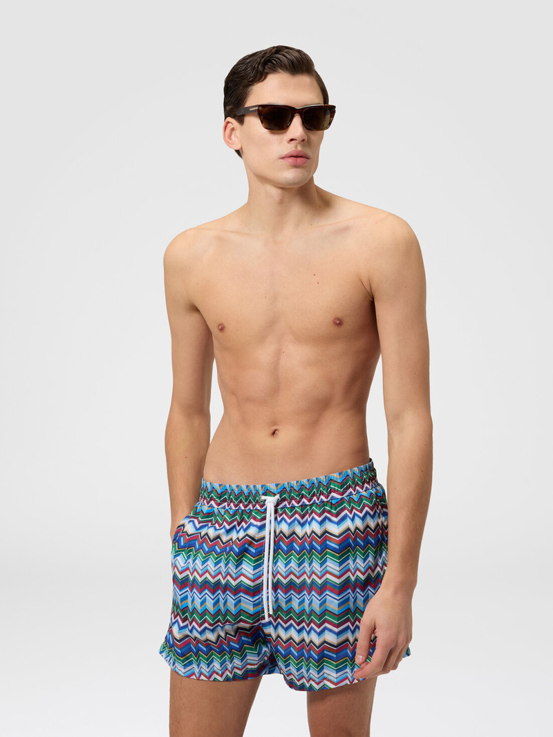 Missoni Mid-length swim shorts with irregular zigzag print outlook