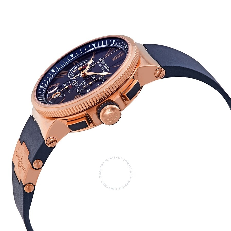 Ulysse Nardin Marine Automatic Chronograph Blue Dial 18kt Rose Gold Men's Watch 1532-150-3/43 - 2