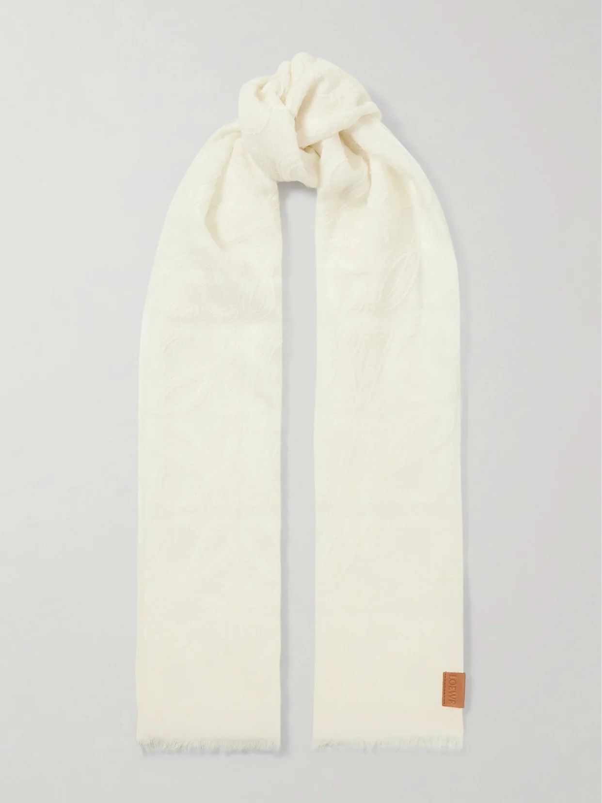 Frayed Wool And Silk-blend Jacquard Scarf - 1
