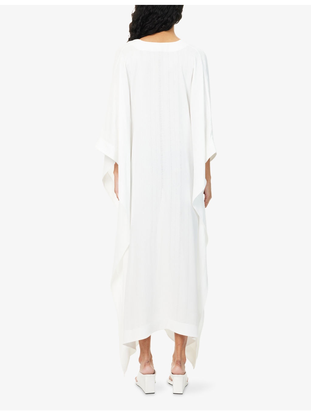Plunge-Neckline Textured Woven Kaftan Dress - 4