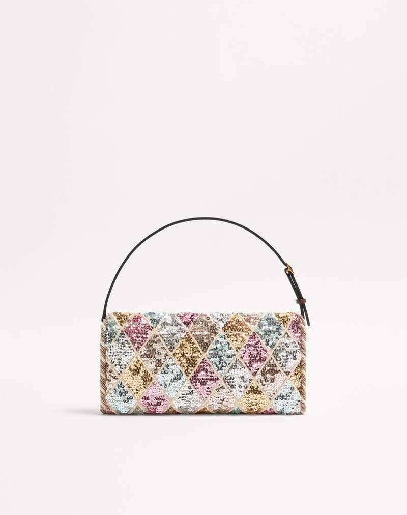 VALENTINO GARAVANI VAIN SOFT SMALL SHOULDER BAG WITH RHOMBELLE EMBROIDERY. 5