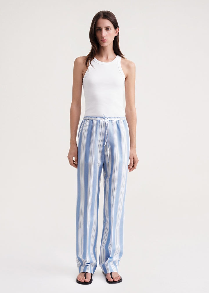 Press-creased drawstring trousers cornflower stripe - 2