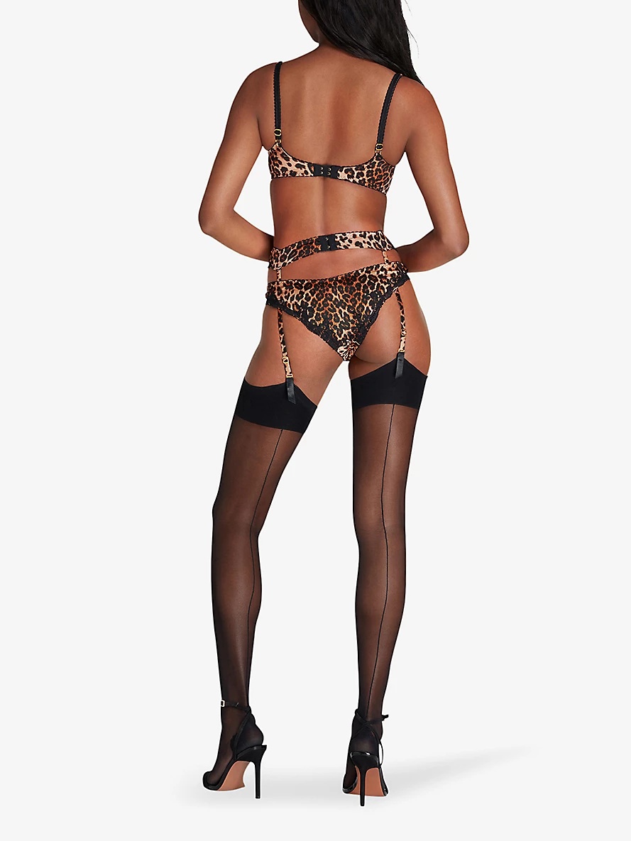 Molly leopard-print high-rise stretch-silk suspenders - 4