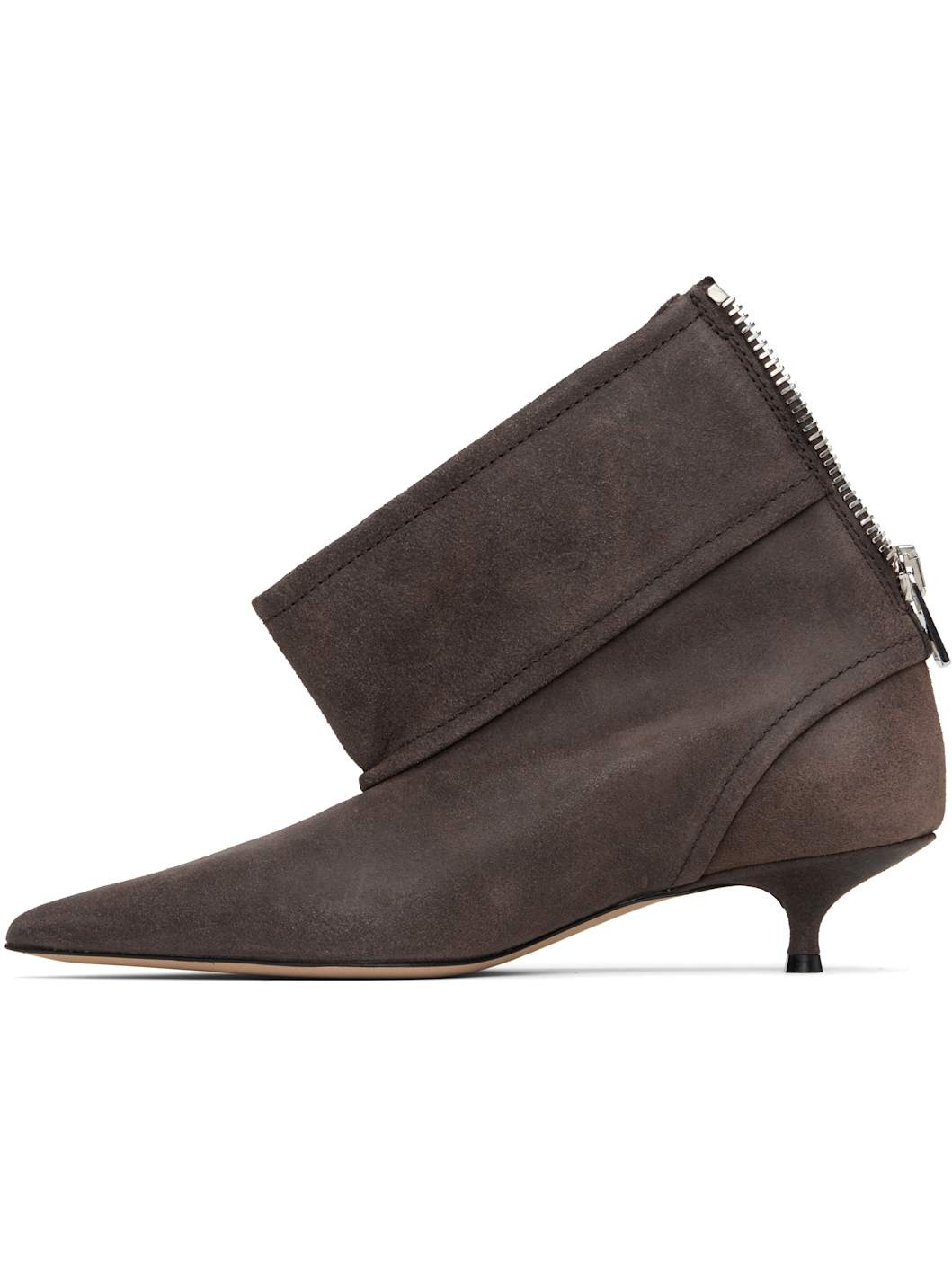 Brown Biker Kitten Heel Boots - 3