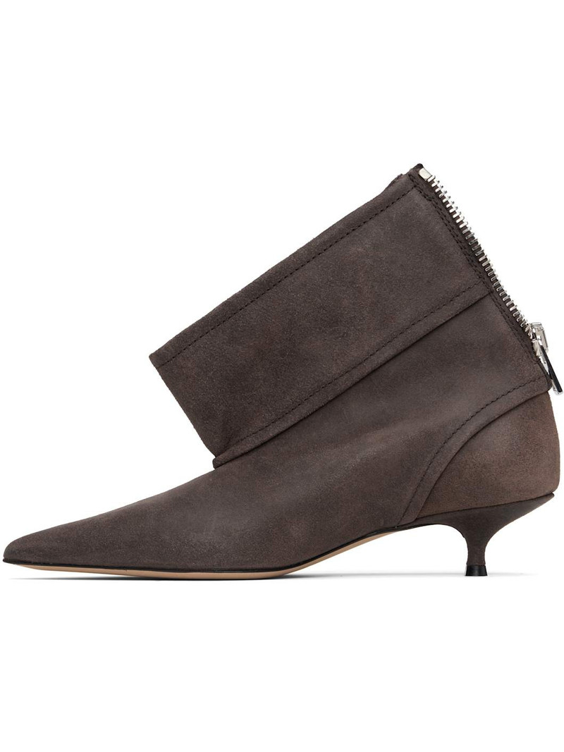 Brown Biker Kitten Heel Boots 3