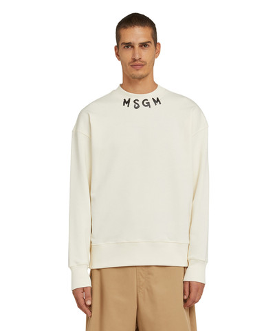 MSGM Cotton crewneck sweater wth MSGM brushstroke logo positioned at the neck outlook