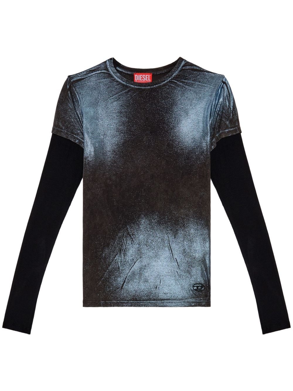 T-Miwa layered acid-wash T-shirt - 1