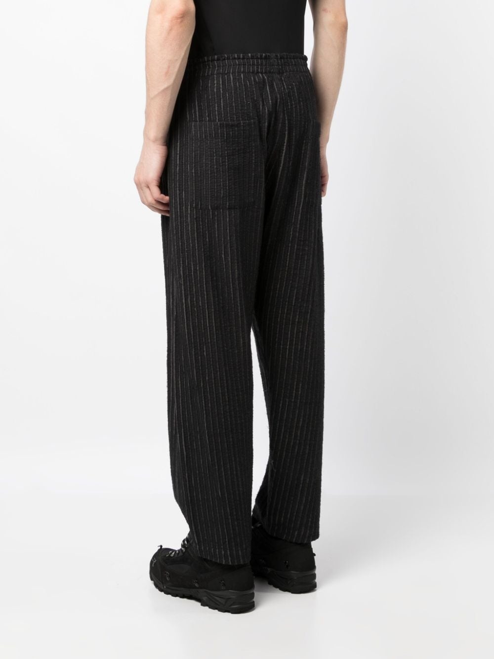 ripped striped straight-leg trousers - 4