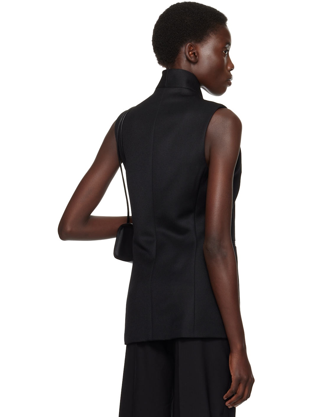 Black Shawl Lapel Vest - 3