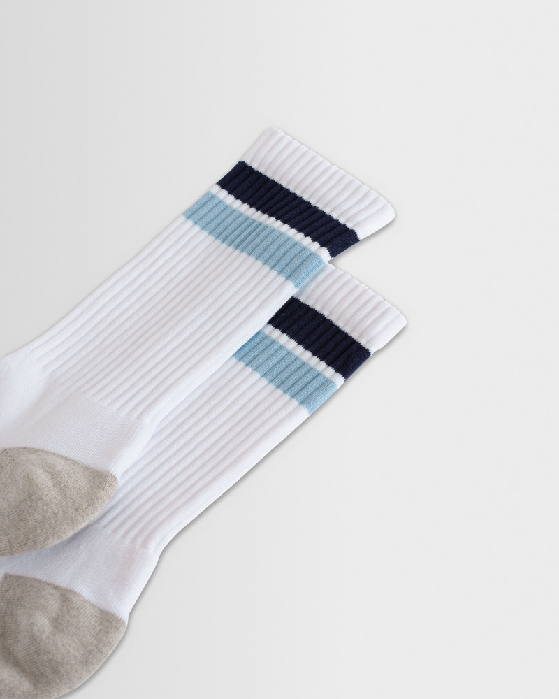 Wax London Thorpe - White And Navy Block Stripe Sports Socks outlook