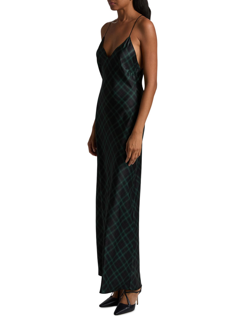 Women's Bethanne Plaid V-Neck Slip Gown - Navy Green Plaid 4