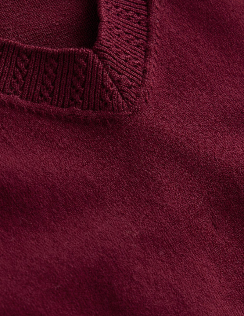 Emilia Cotton V Neck Sweater-Deep Wisteria 1