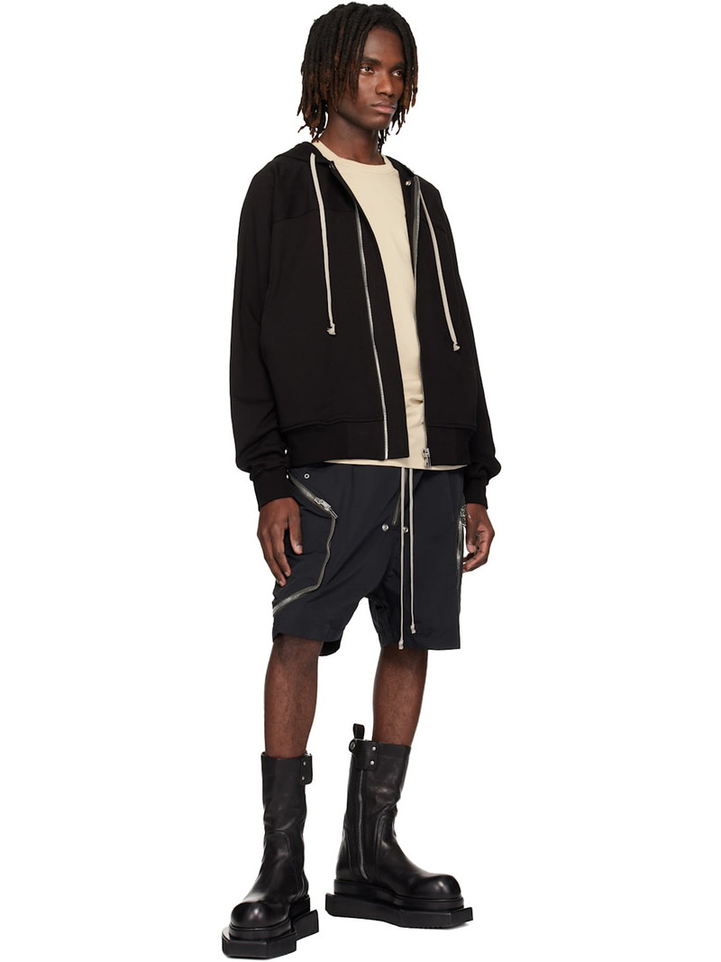 Rick Owens Black Temple Heavy Jersey Windbreaker Hoodie outlook