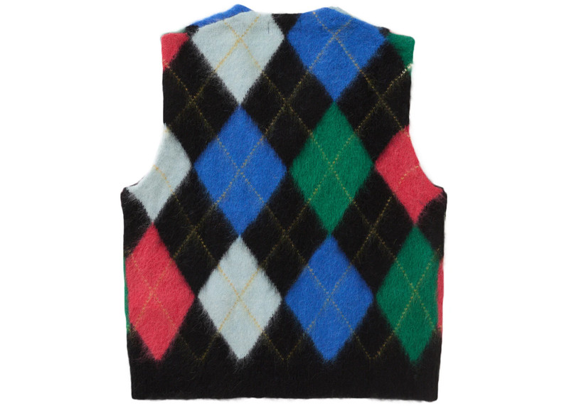 Supreme Supreme Brushed Argyle Zip Up Vest Black outlook