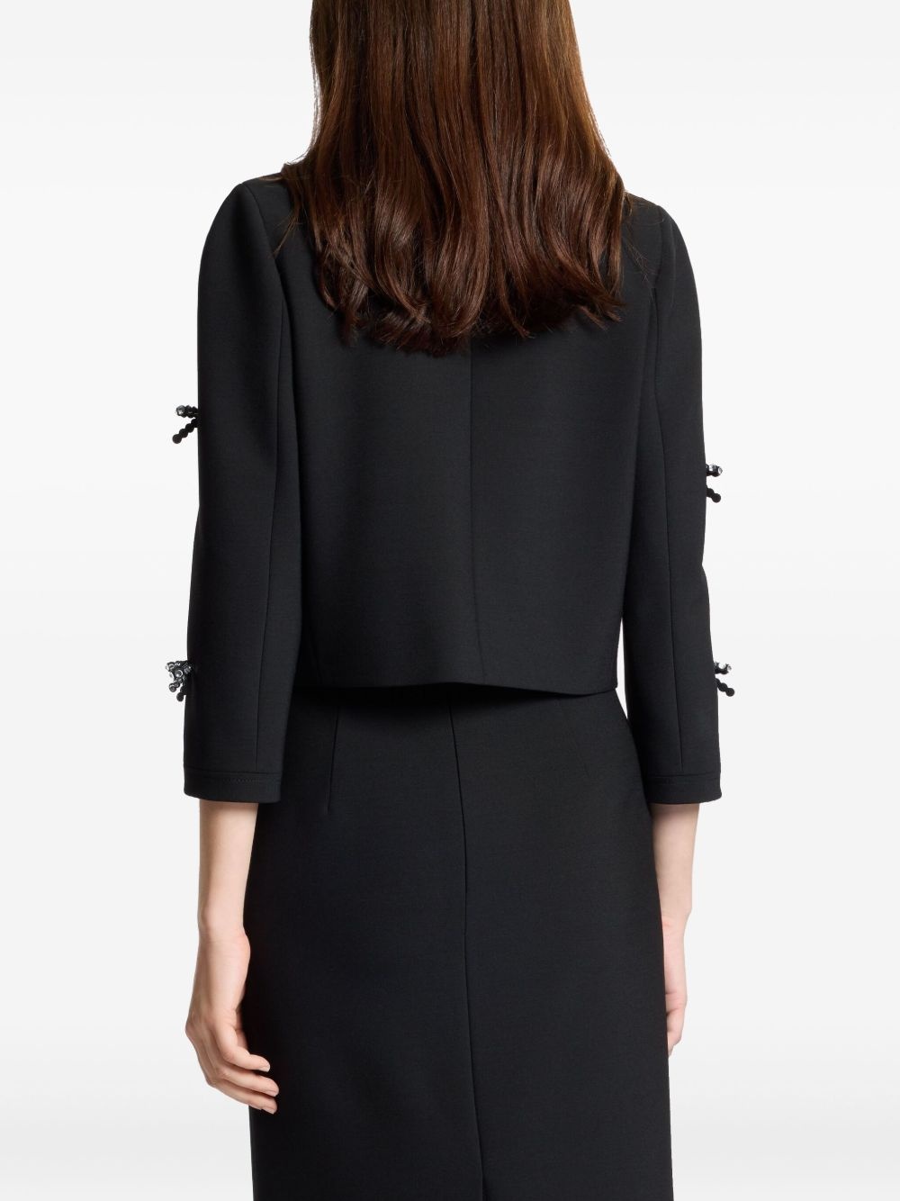 bow-embellished cropped jacket - 4