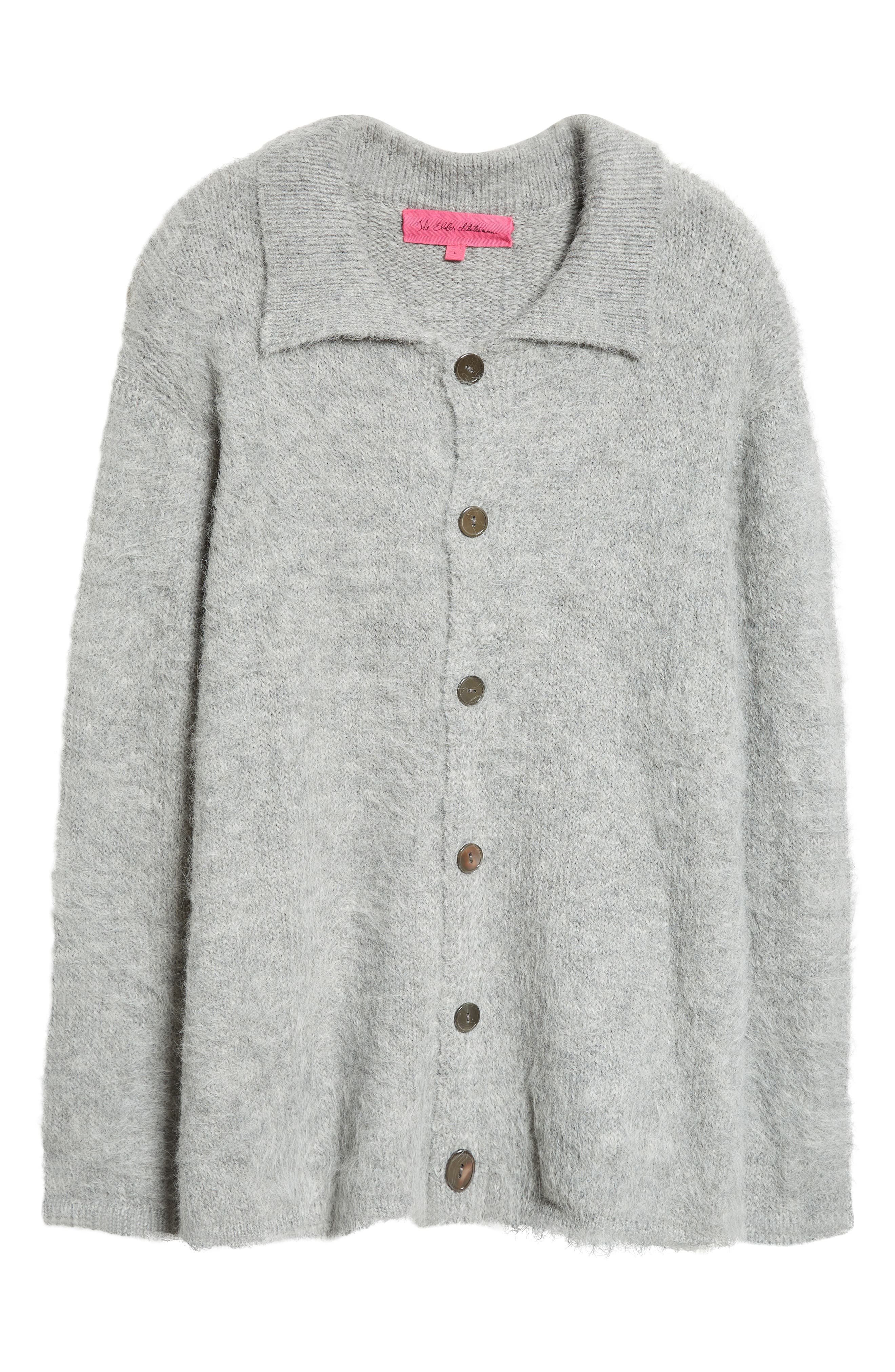 The Elder Statesman Thistle Alpaca Blend Cardigan in 50 Light Grey at Nordstrom - 5