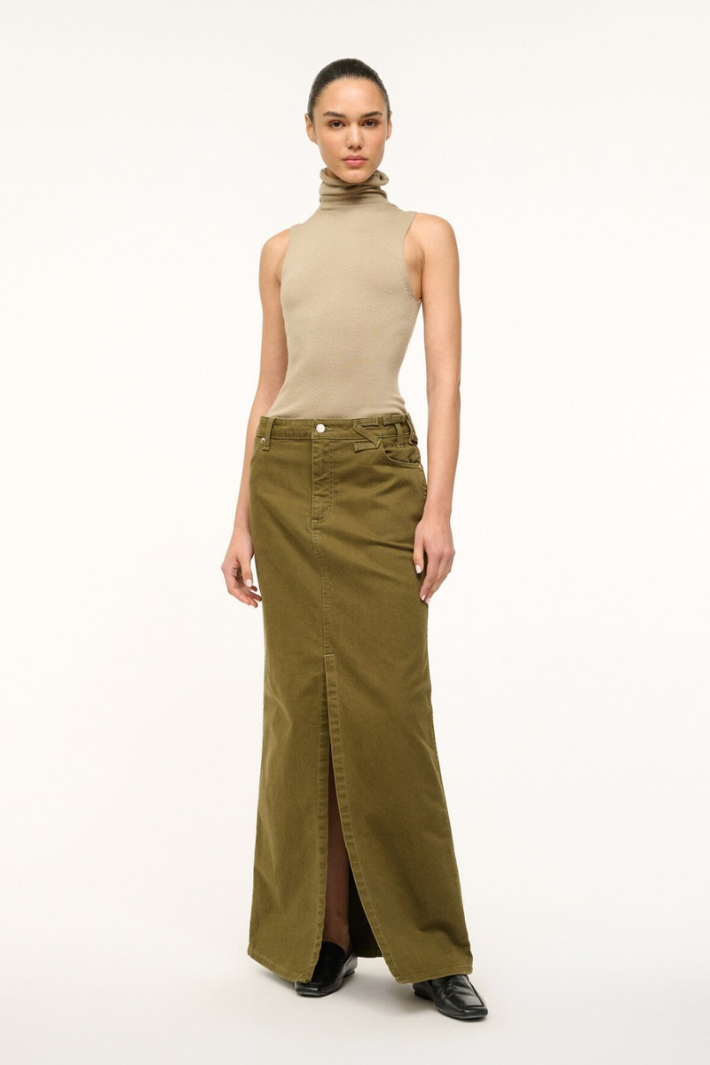 STAUD STAUD WRANGLER THE MAXI SKIRT SERGEANT GREEN outlook