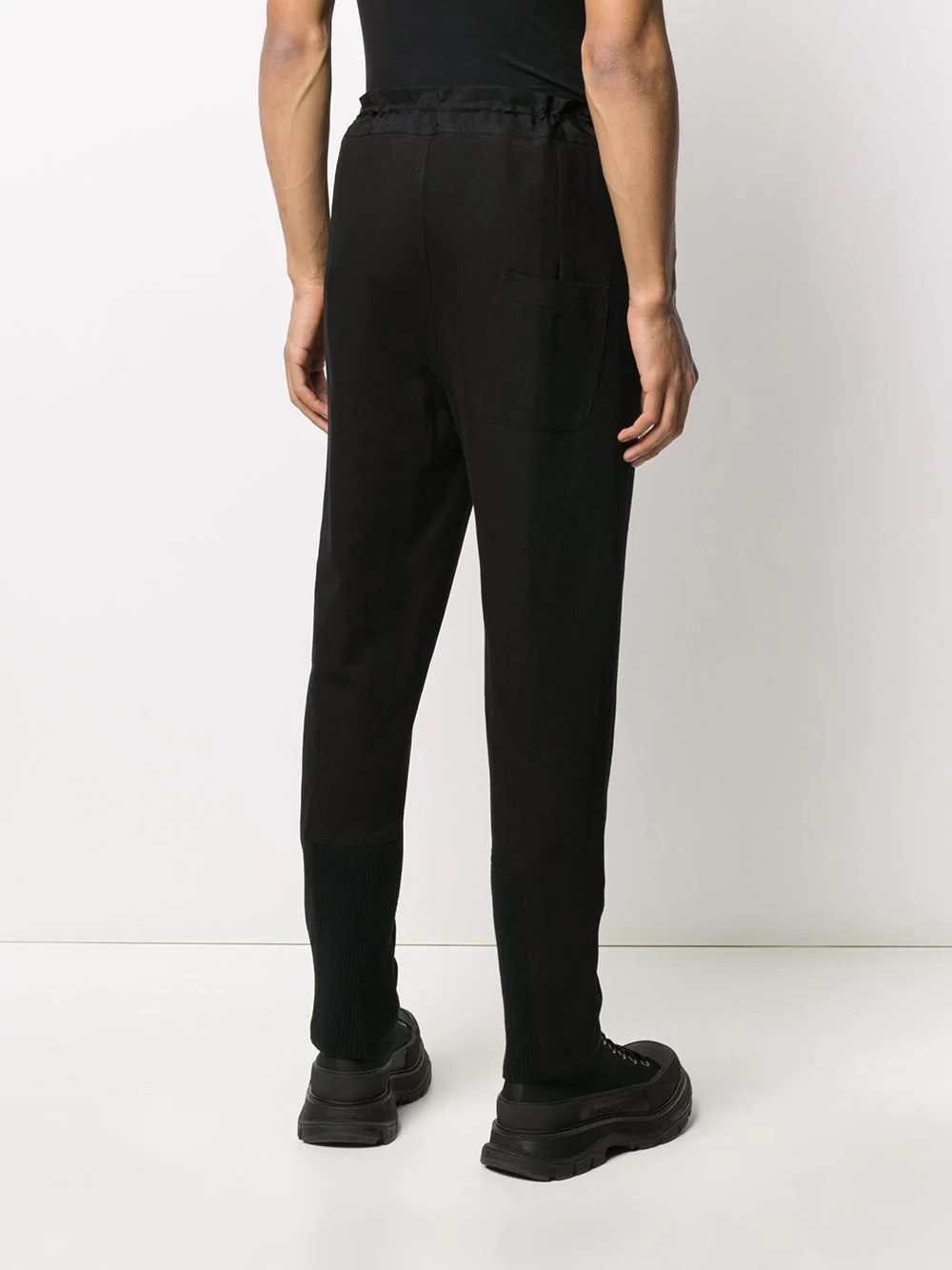 ribbed panel drawstring trousers - 4