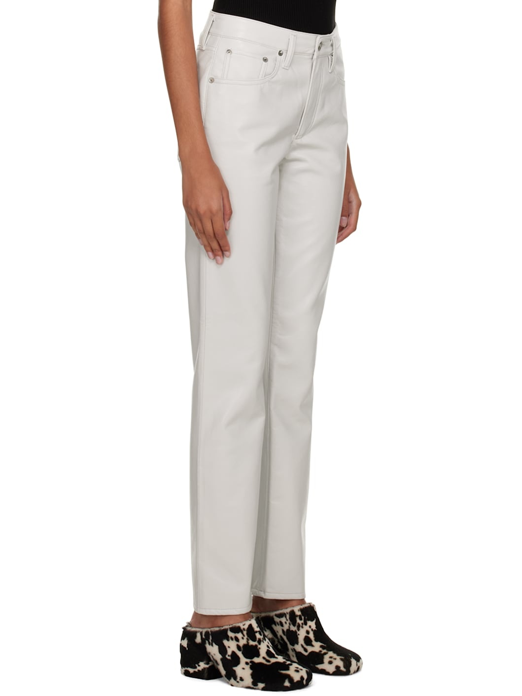 Gray Lyle Leather Pants - 2