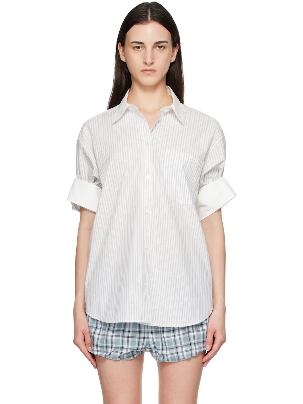 White & Gray Supra Stripe Midsummer Shirt - 1