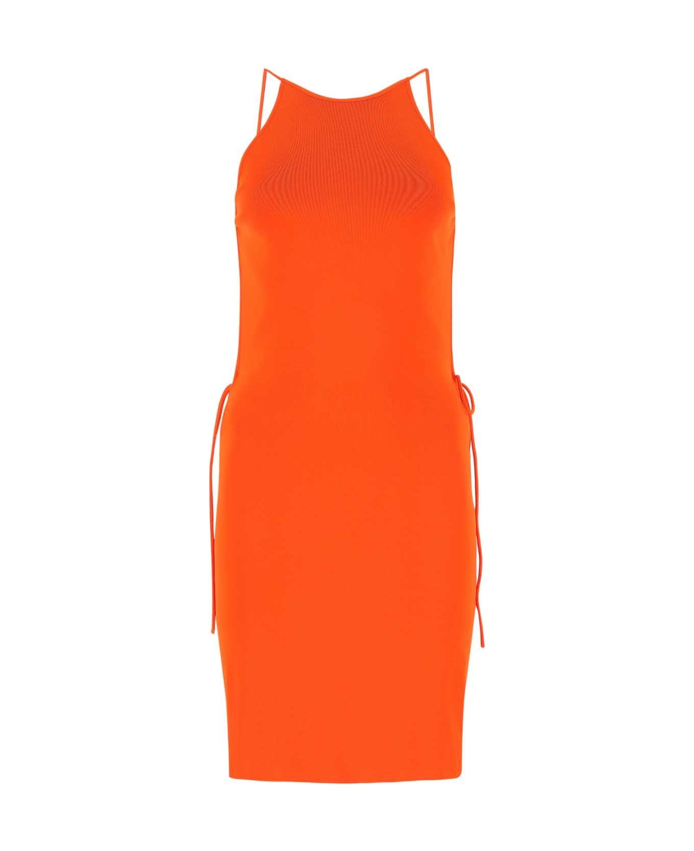 Orange Stretch Viscose Blend Dress - 1