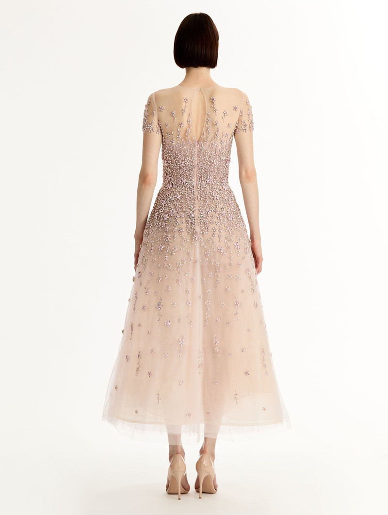 PORCELAIN FLOWER CRYSTAL EMBROIDERED DRESS 3