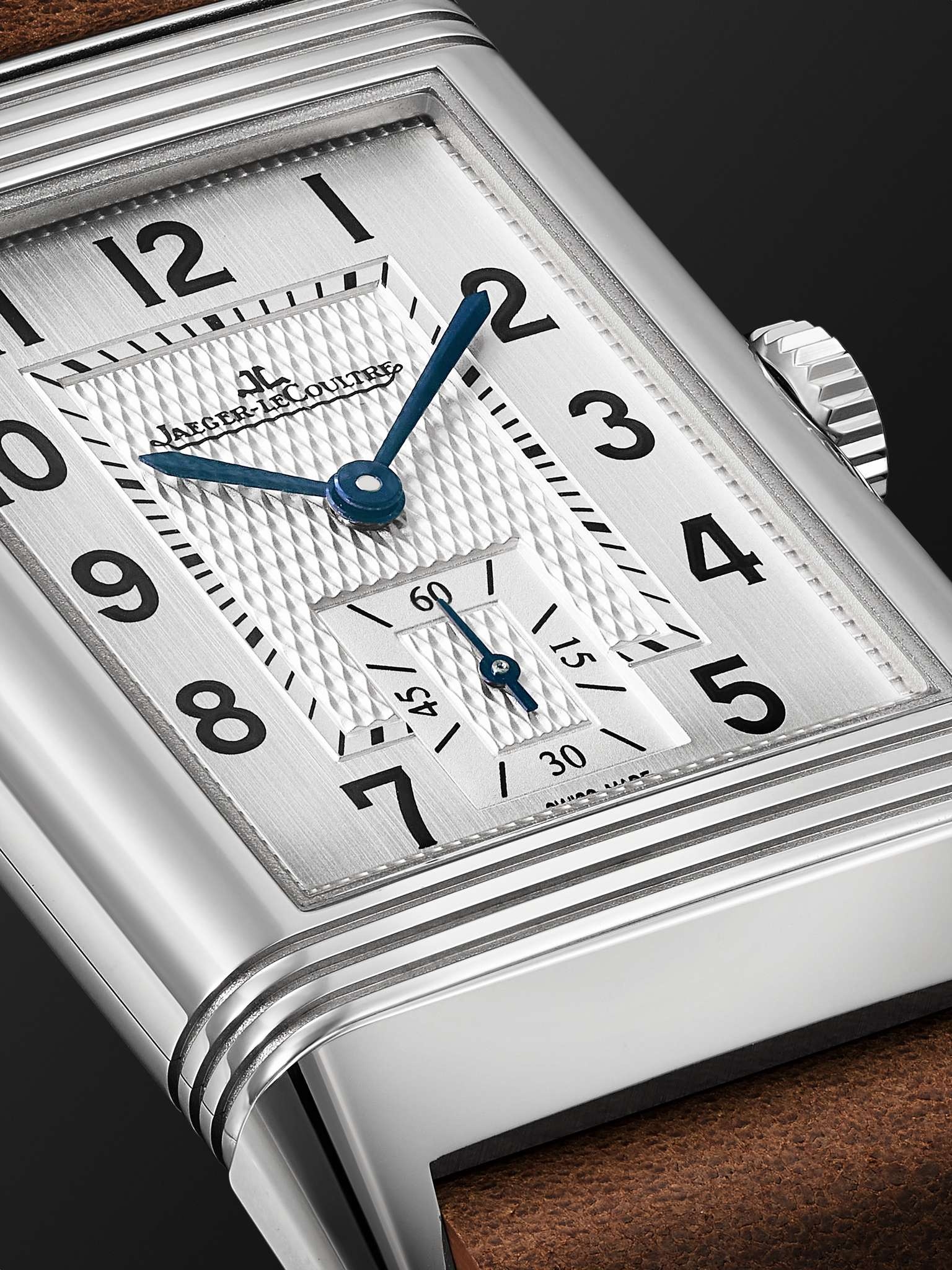 Reverso Classic Large Small Seconds Los Angeles Hand-Wound 45.6mm Stainless Steel and Leather Watch, - 6