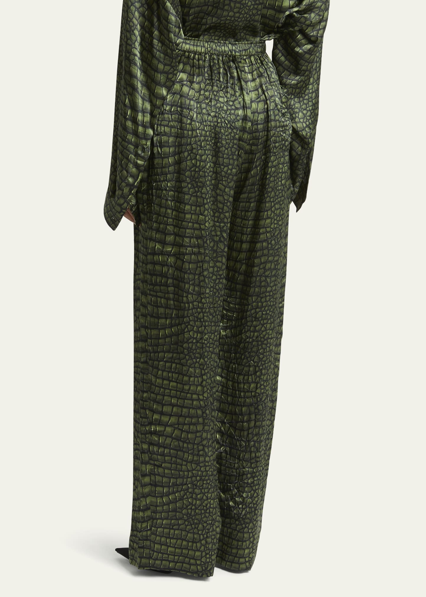 Crocodile Print Silk Satin Pajama Pants - 3