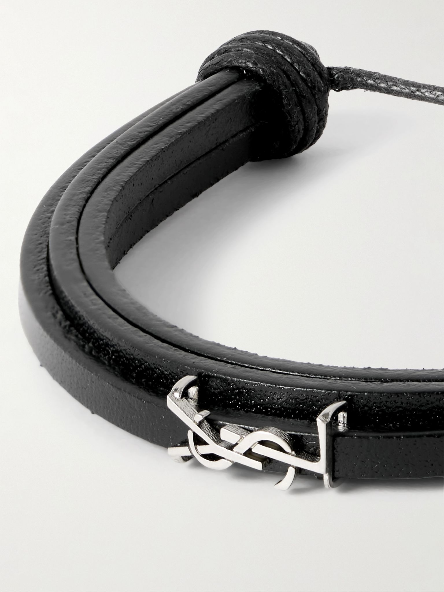 Cassandre Logo-Embellished Leather Bracelet Black - 4