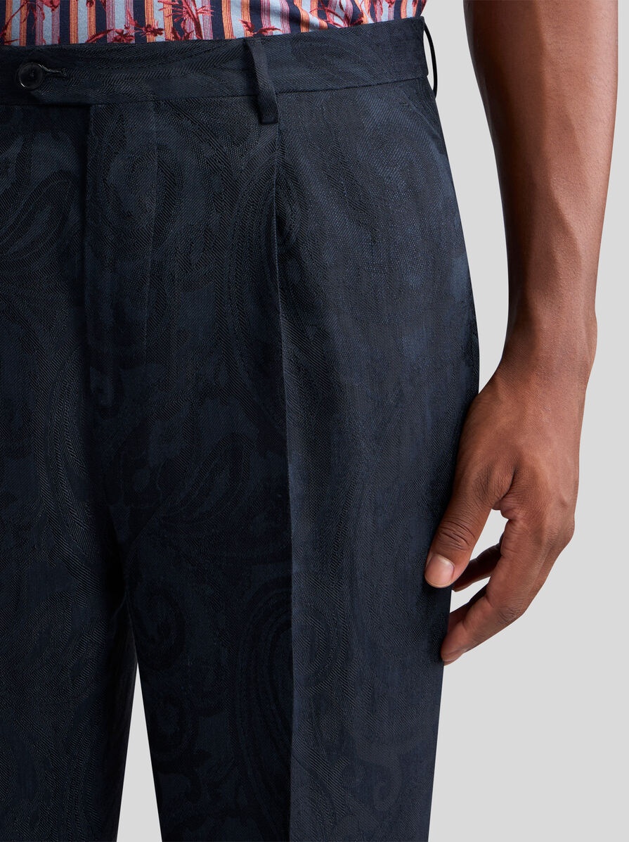 LINEN JACQUARD TROUSERS - 3
