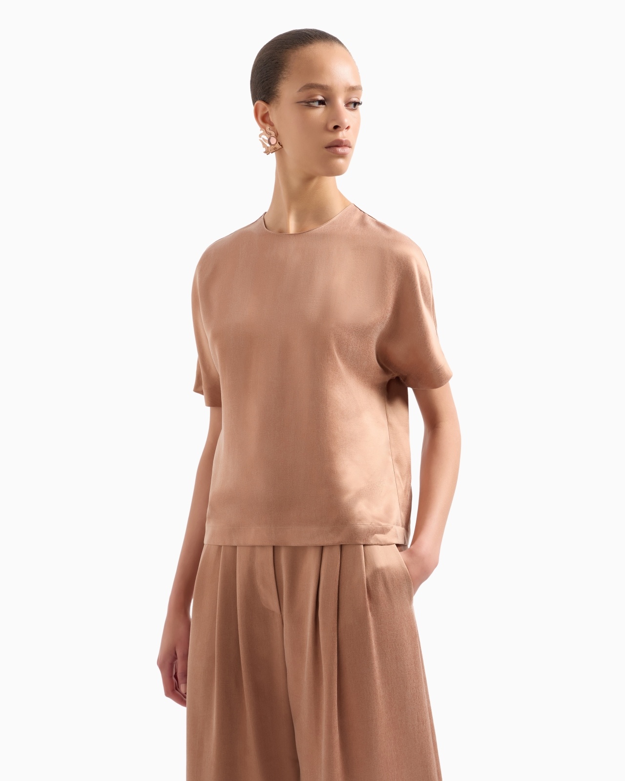 CUPRO AND VISCOSE CREW-NECK BLOUSE - 2