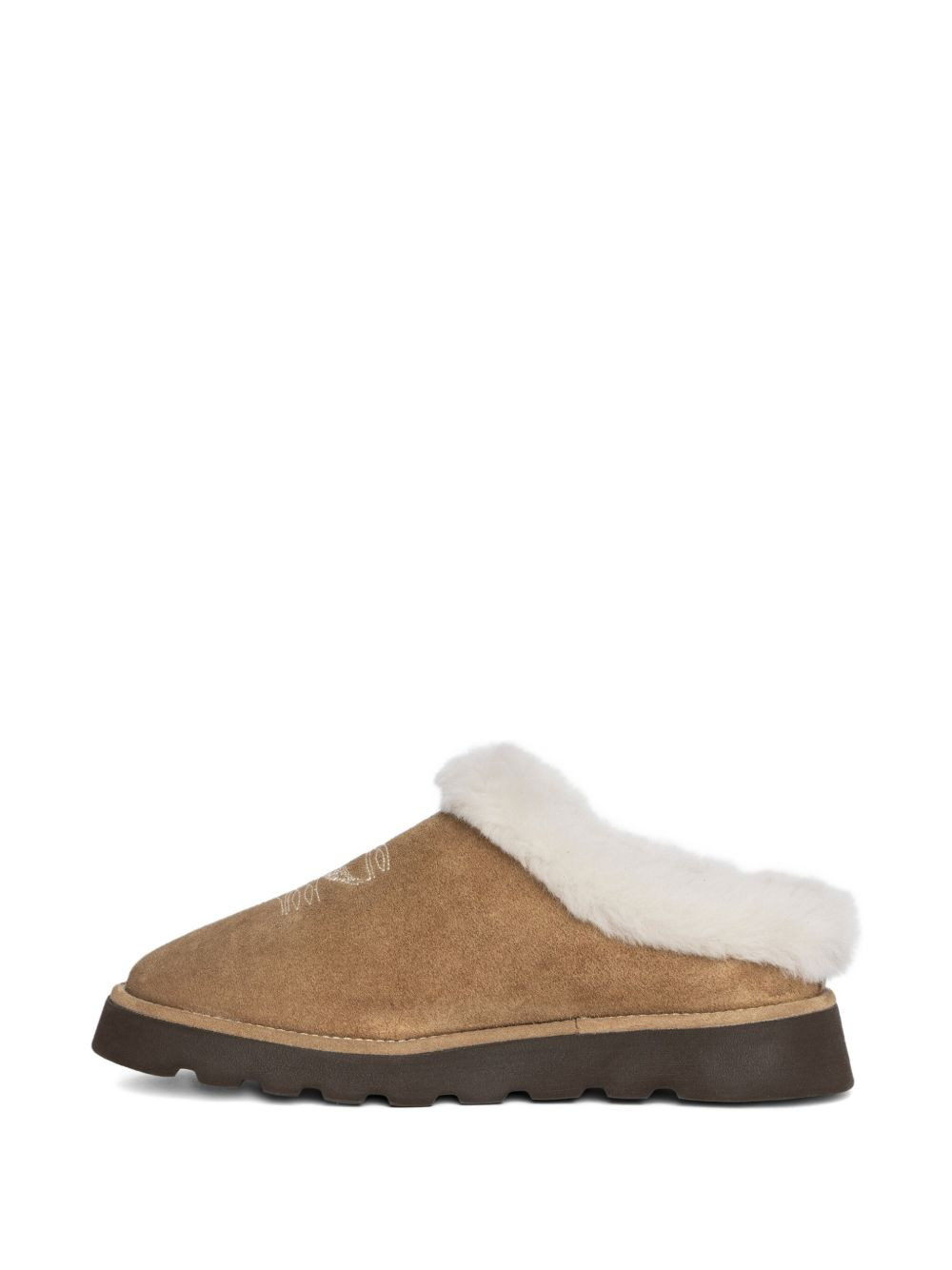 embroidered fur-trimmed mules - 4