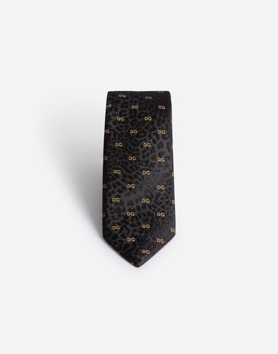 Dolce & Gabbana Leopard-design silk jacquard blade tie with DG logo (6 cm) outlook