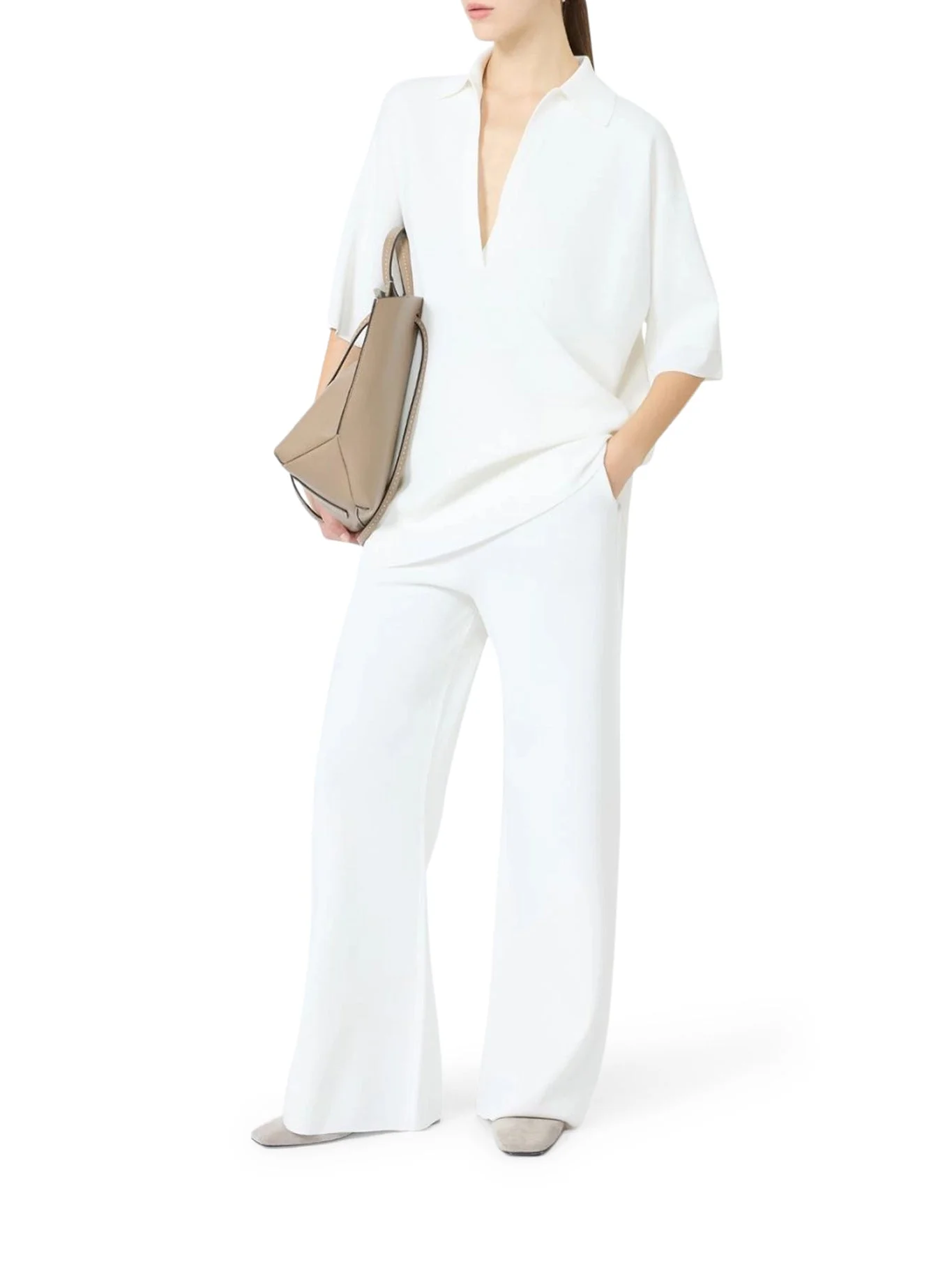 LONG VISCOSE CREPE SWEATER - 1