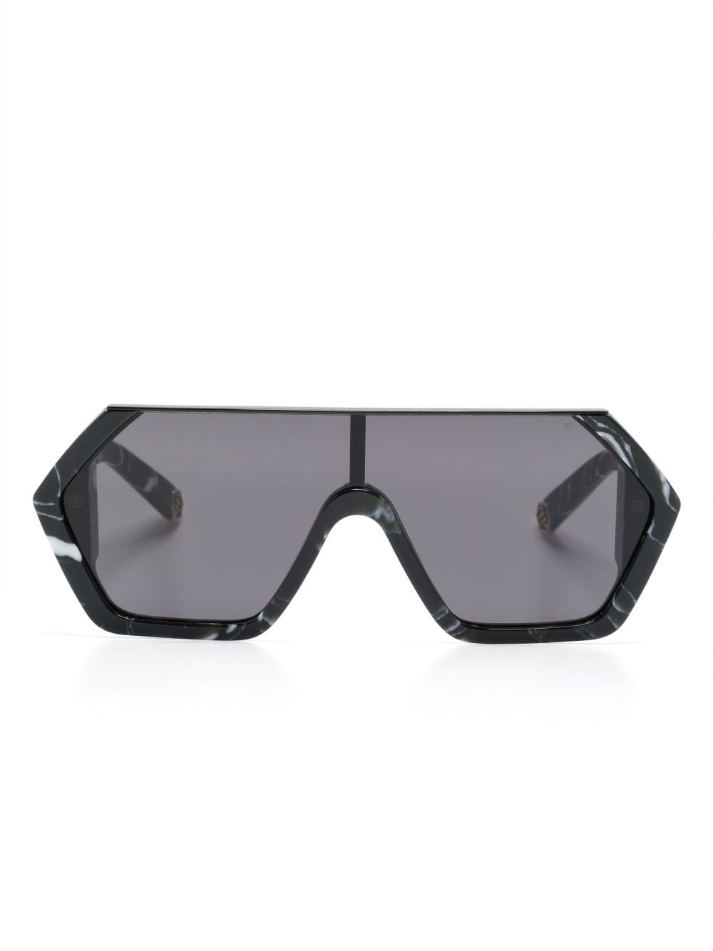 marbled-pattern oversize-frame sunglasses - 1