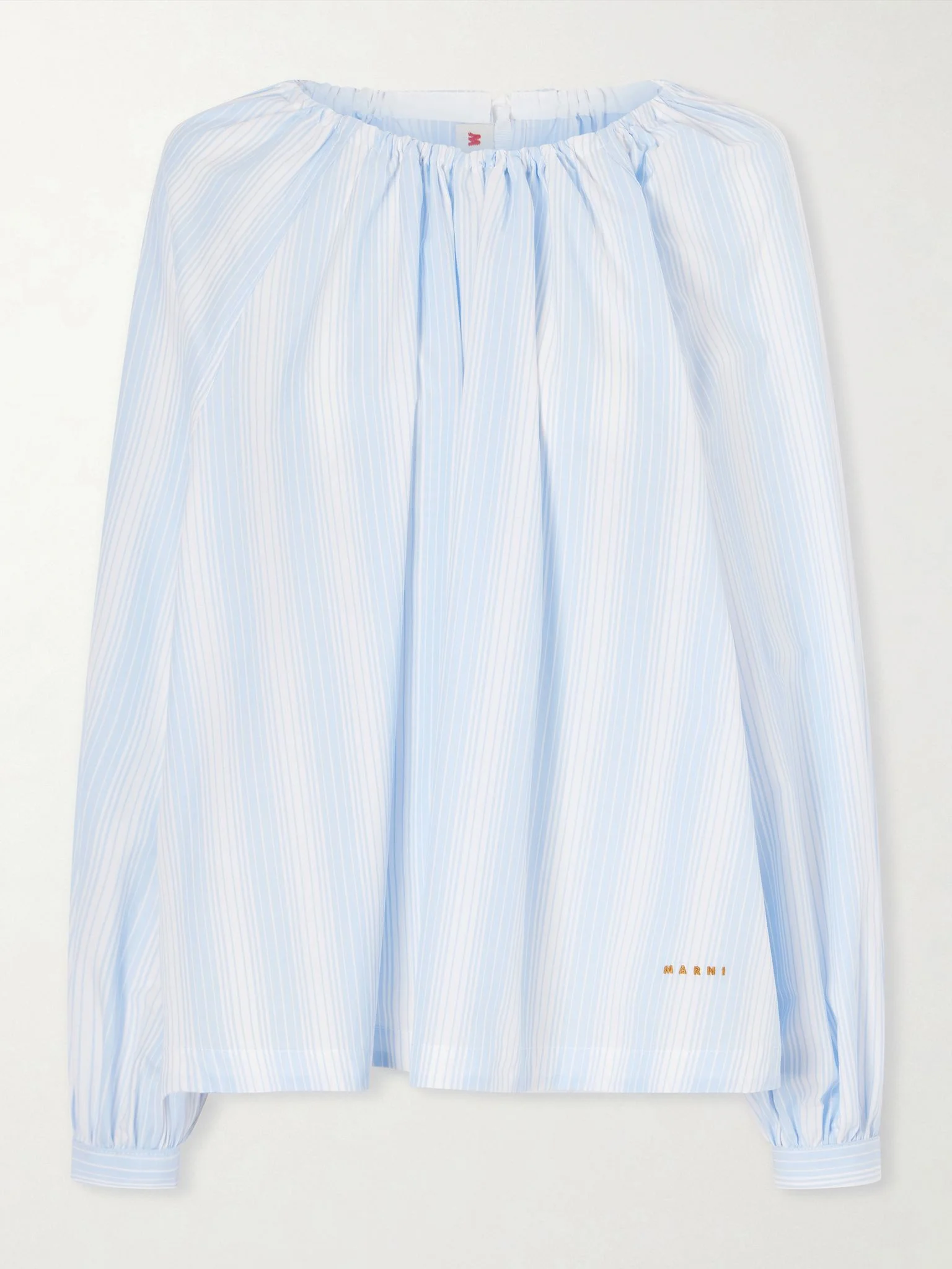 Striped cotton-poplin shirt Light blue - 1