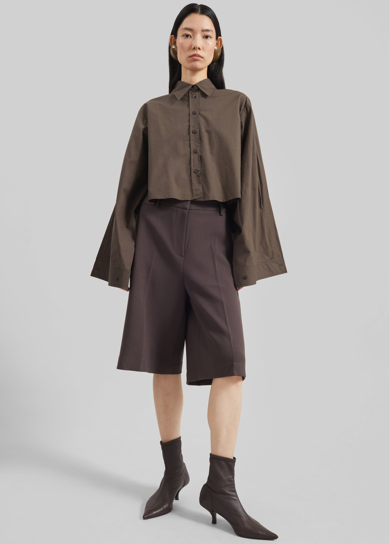 Dharoi Adjustable Sleeve Layered Shirt - Brown 8