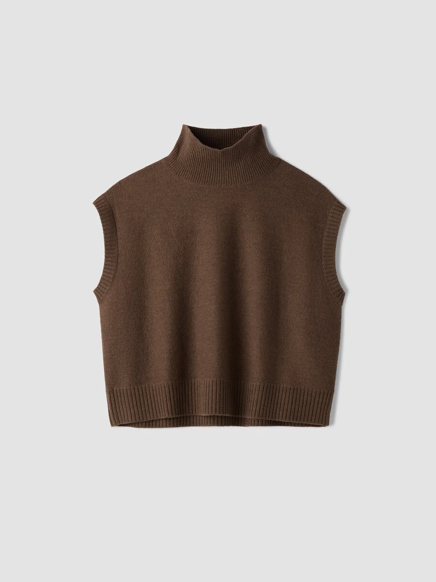 Fine Felted Wool Turtleneck Top in Regenerative Wool - 1