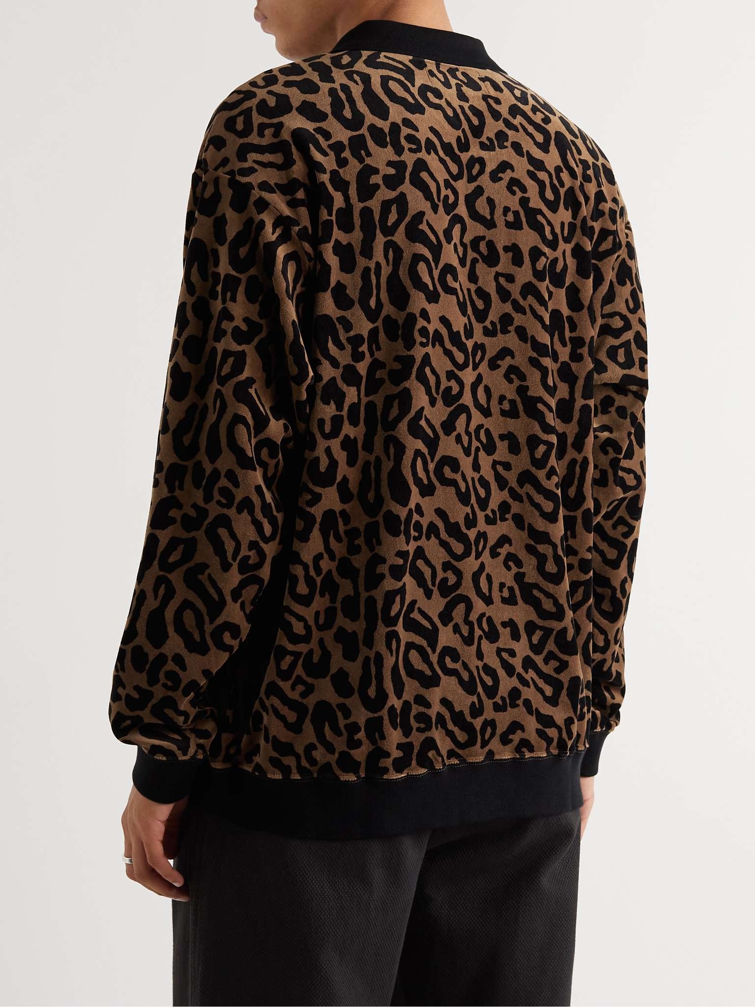 Leopard-Print Cotton-Blend Velour Polo Shirt - 4