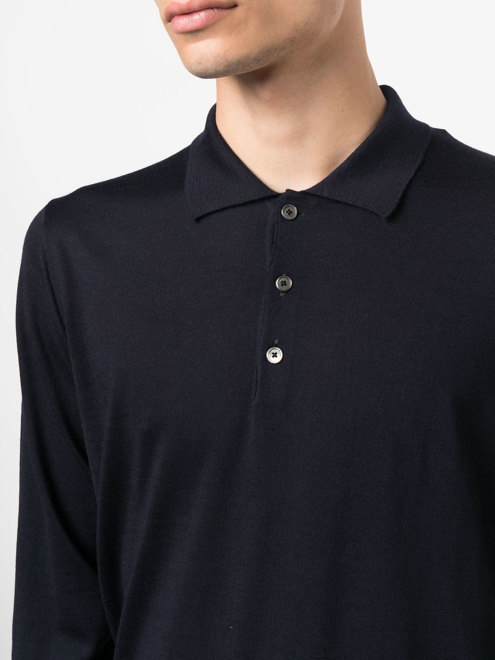 long-sleeve wool polo shirt - 5