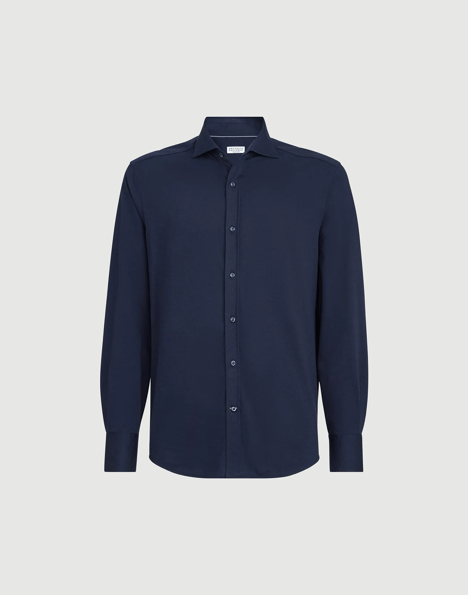 Cotton piqué shirt with spread collar - 1