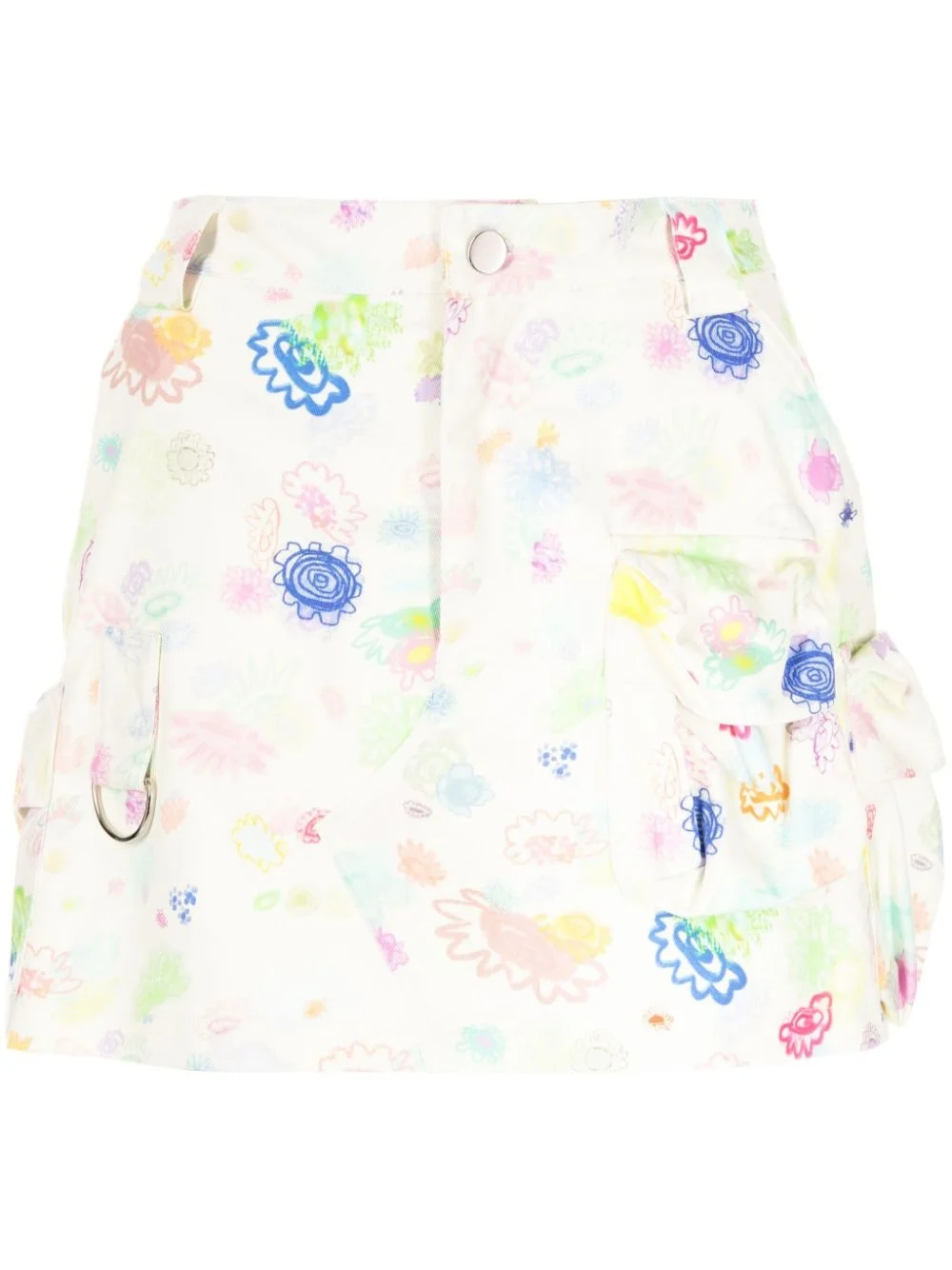 floral-print cotton miniskirt - 1