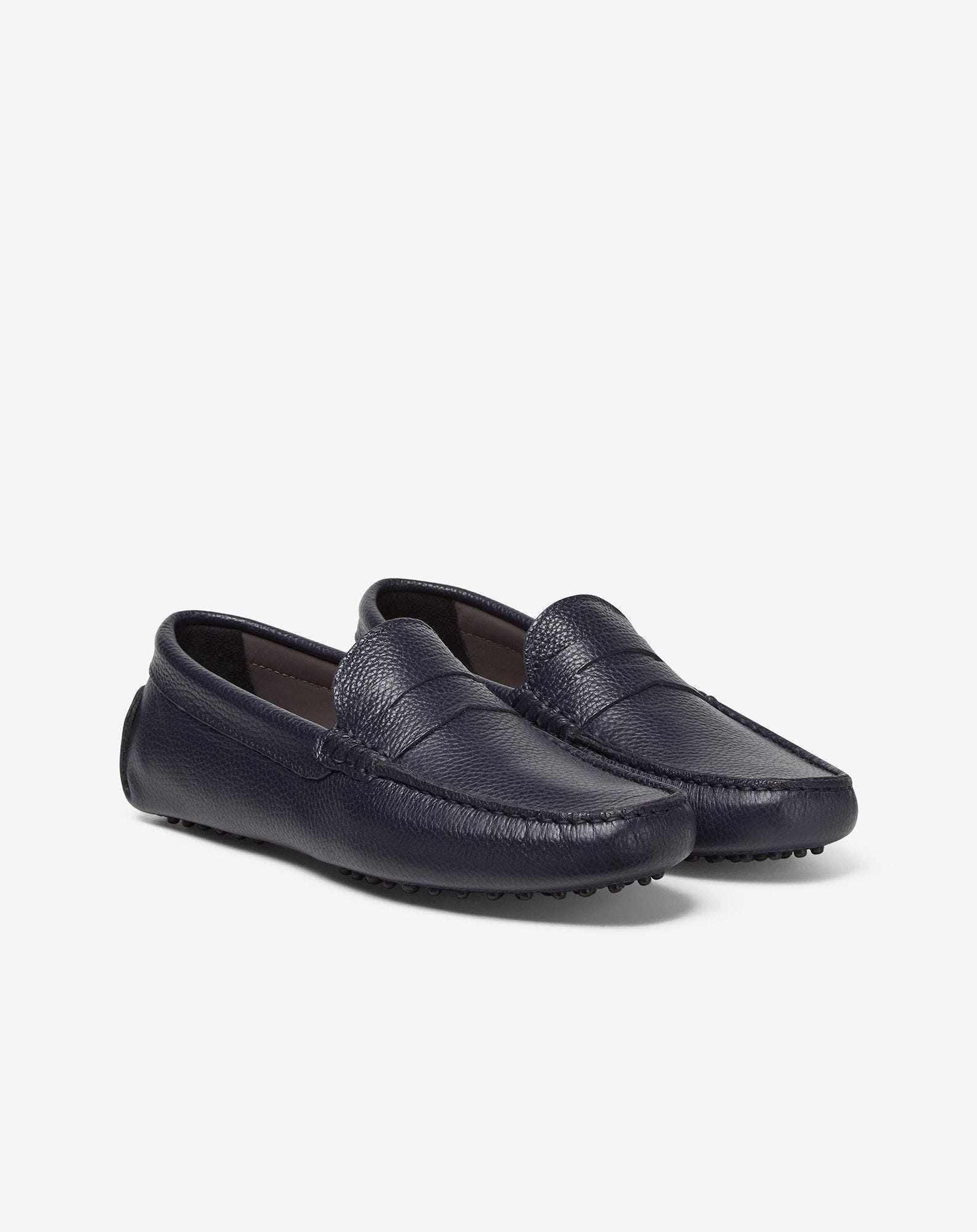 Blue navy leather loafers - 2