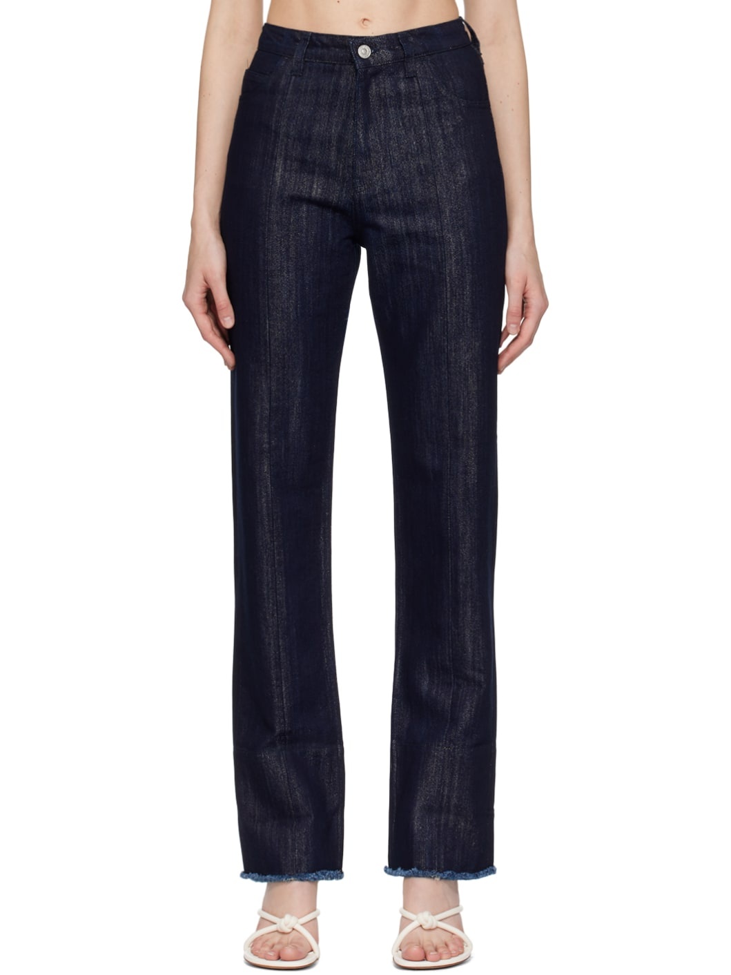 Indigo Frayed Jeans - 1
