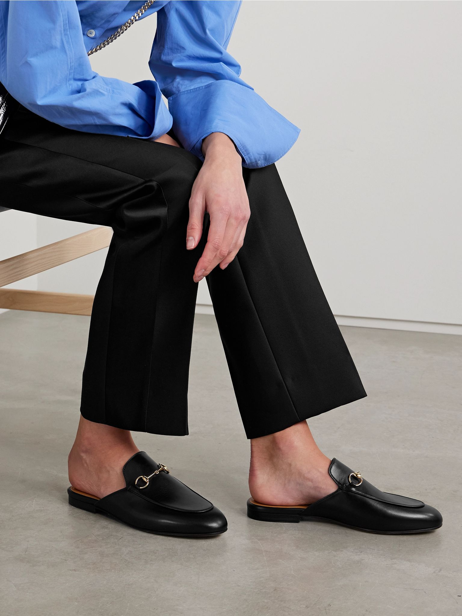 Princetown horsebit-detailed leather slippers Black - 2